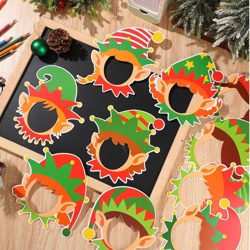 Poen 50 Pieces Christmas Elf Paper Cutouts for Photo Crafts Christmas DIY Elf Cutouts for Bulletin Boards with 100 Pcs Glue Points for Winter Holiday Xmas Home Wall Decor - Image 4